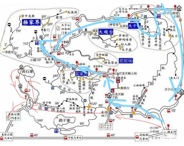森林公园路线图